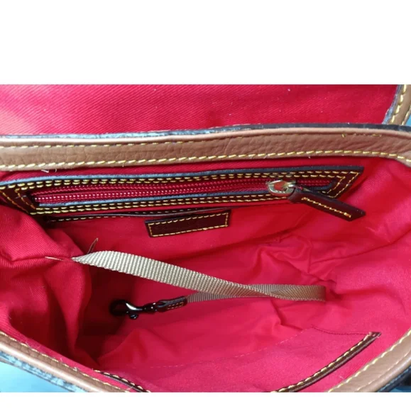 Dooney & Bourke Samba Pebbled Leather Flap Crossbody Bag Brown Small Retail $238